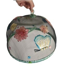 Vintage‎ 60s large Round Mesh Food Cover Picnic Party Fly Mosquito Metal Domes